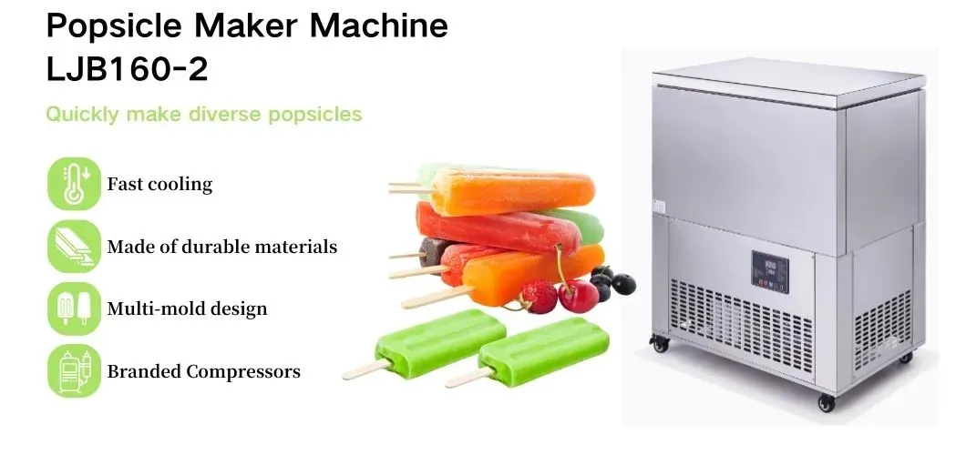 Doppelte Formen Schnellkühlung Eis am Stiel Maschine Sorbet (LJB160-2-1600W-220V50Hz)